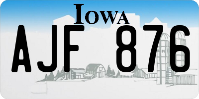 IA license plate AJF876