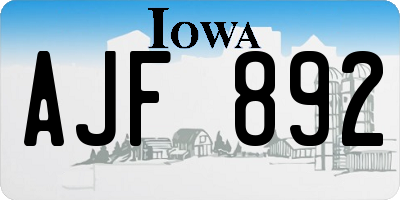 IA license plate AJF892