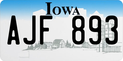 IA license plate AJF893