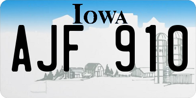 IA license plate AJF910