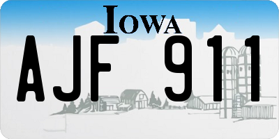 IA license plate AJF911