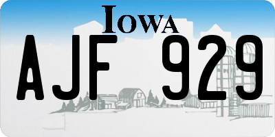 IA license plate AJF929