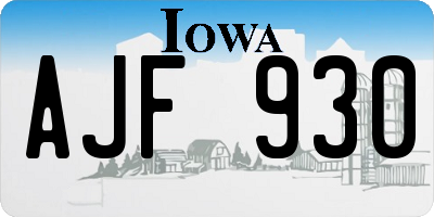 IA license plate AJF930