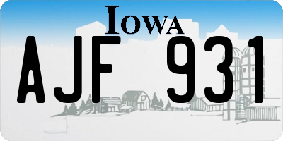 IA license plate AJF931