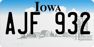 IA license plate AJF932