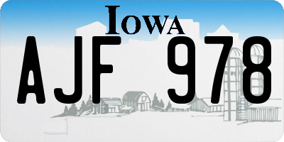 IA license plate AJF978