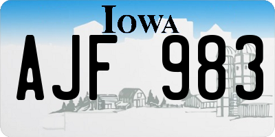 IA license plate AJF983