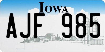 IA license plate AJF985