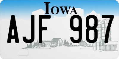 IA license plate AJF987