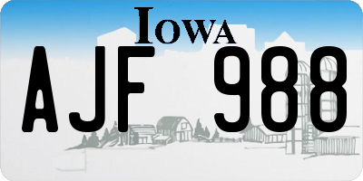 IA license plate AJF988