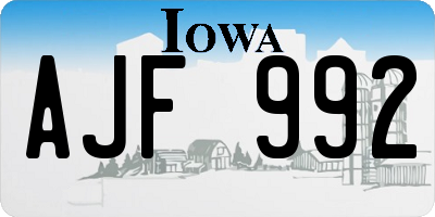 IA license plate AJF992