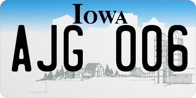 IA license plate AJG006