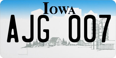IA license plate AJG007
