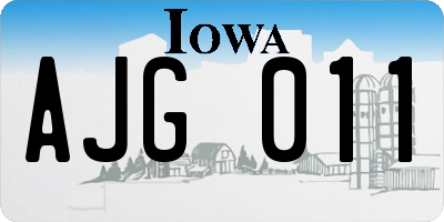 IA license plate AJG011