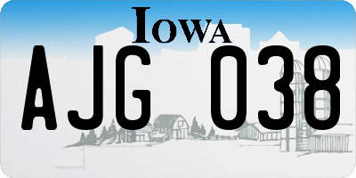 IA license plate AJG038