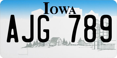 IA license plate AJG789