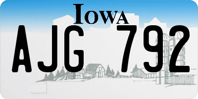 IA license plate AJG792