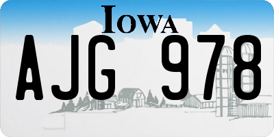 IA license plate AJG978