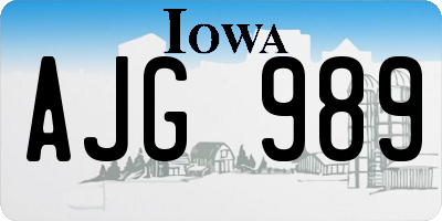 IA license plate AJG989