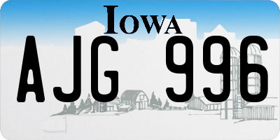 IA license plate AJG996