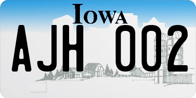 IA license plate AJH002