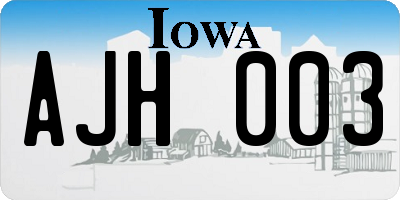 IA license plate AJH003