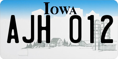 IA license plate AJH012