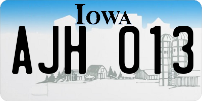 IA license plate AJH013