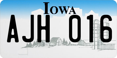 IA license plate AJH016