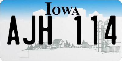 IA license plate AJH114