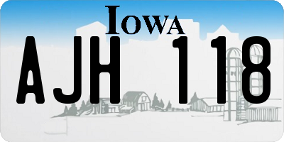 IA license plate AJH118