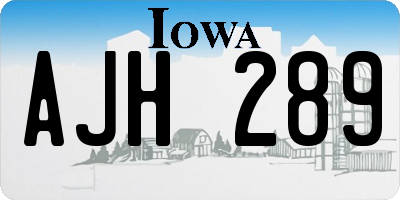 IA license plate AJH289