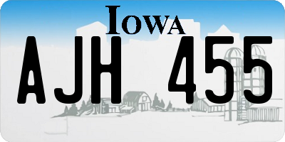 IA license plate AJH455