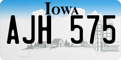 IA license plate AJH575