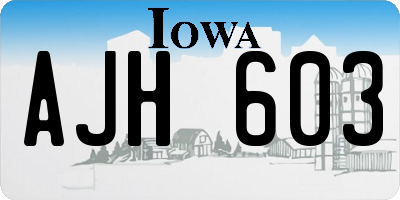 IA license plate AJH603