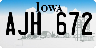 IA license plate AJH672