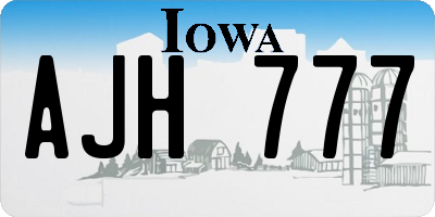 IA license plate AJH777