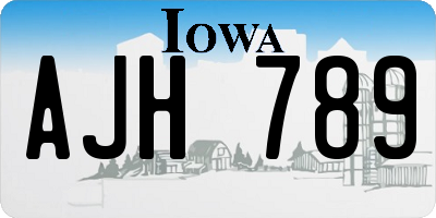 IA license plate AJH789