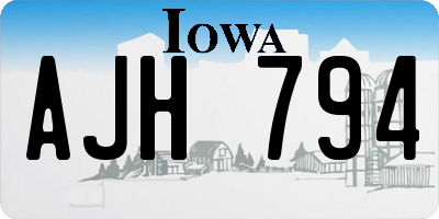 IA license plate AJH794