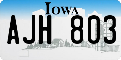 IA license plate AJH803
