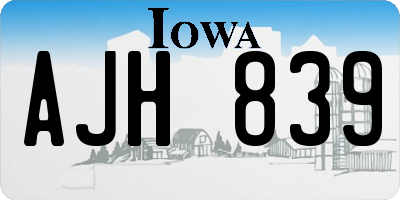 IA license plate AJH839