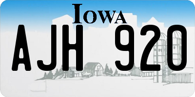 IA license plate AJH920