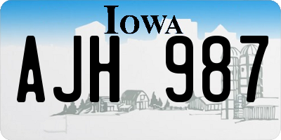 IA license plate AJH987