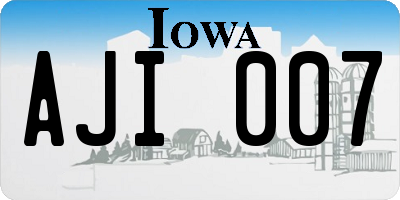 IA license plate AJI007