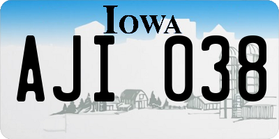 IA license plate AJI038