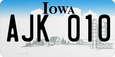 IA license plate AJK010