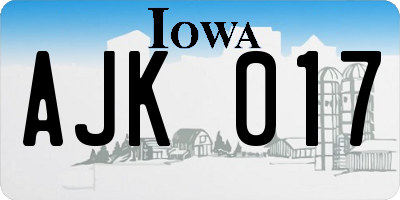 IA license plate AJK017