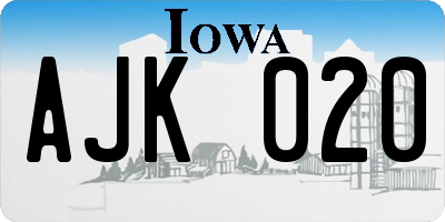IA license plate AJK020