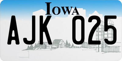 IA license plate AJK025