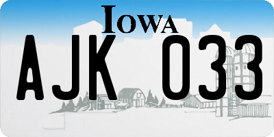 IA license plate AJK033